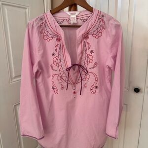 Xhilaration Light Pink Embroidered Blouse Tunic Mini Dress Sleepwear